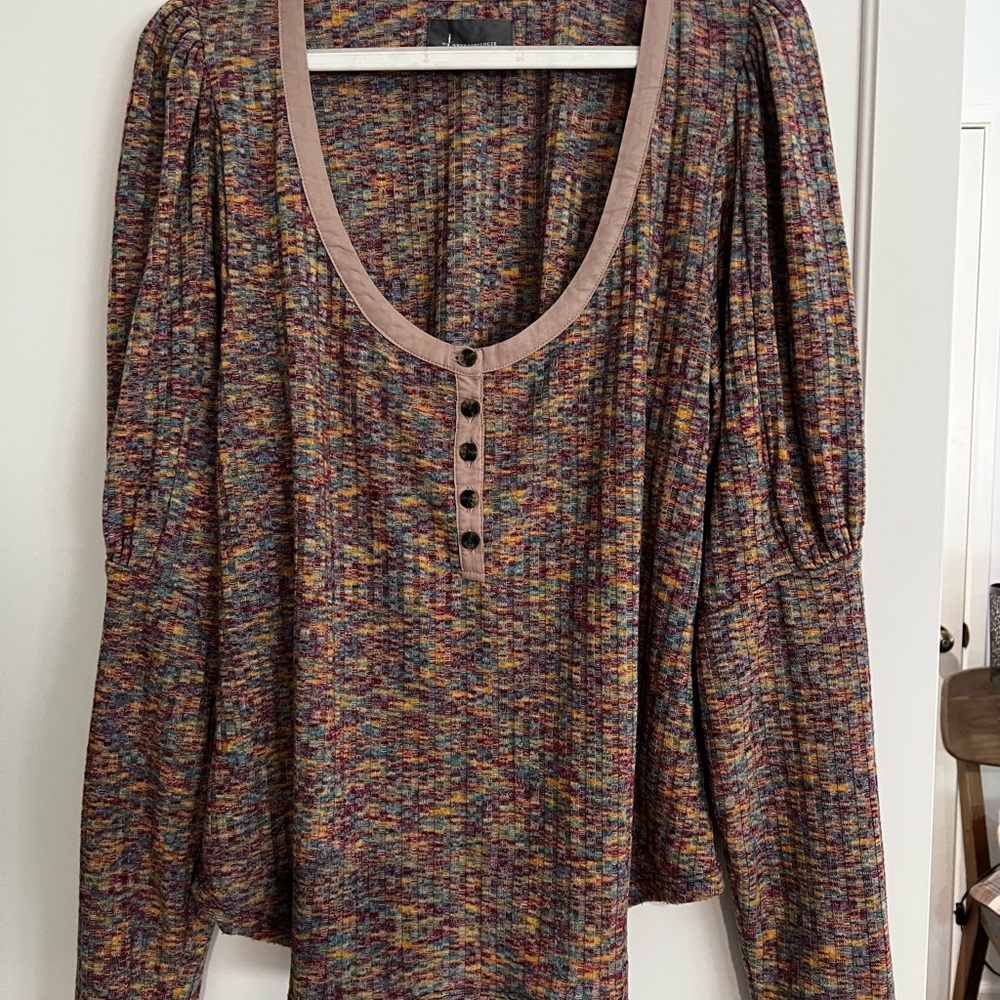 Anthropologie Multicolor Scoop Neck Long Sleeve Henley